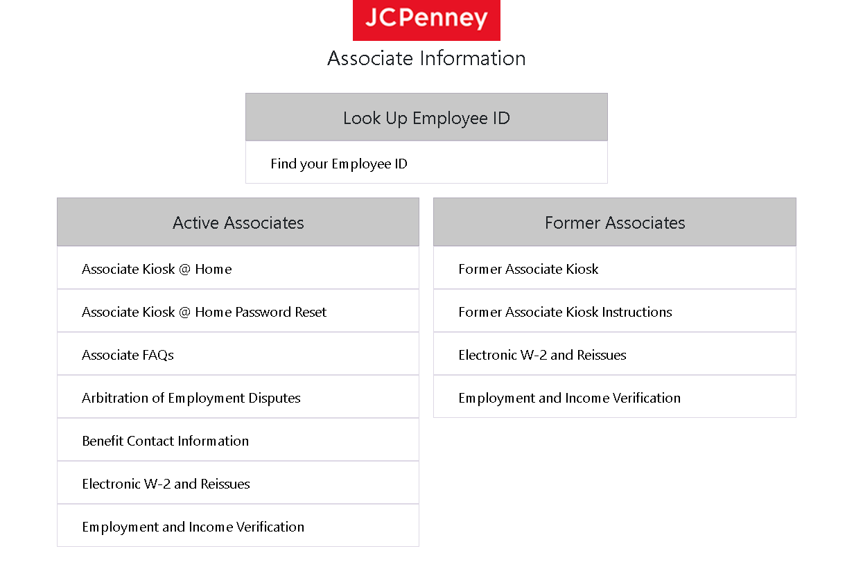 Jcpassociates.com - JCP Associate Kiosk login